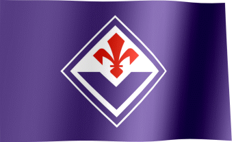 The waving fan flag of ACF Fiorentina with the logo (Animated GIF)