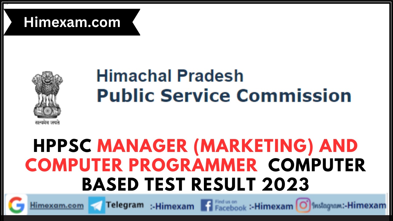 HPPSC Manager (Marketing) and Computer Programmer  Computer Based Test Result 2023