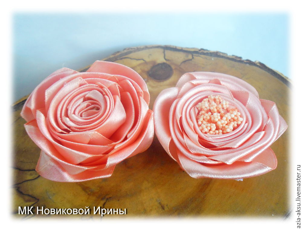 How to make simple roses of a satin ribbon. DIY Tutorial