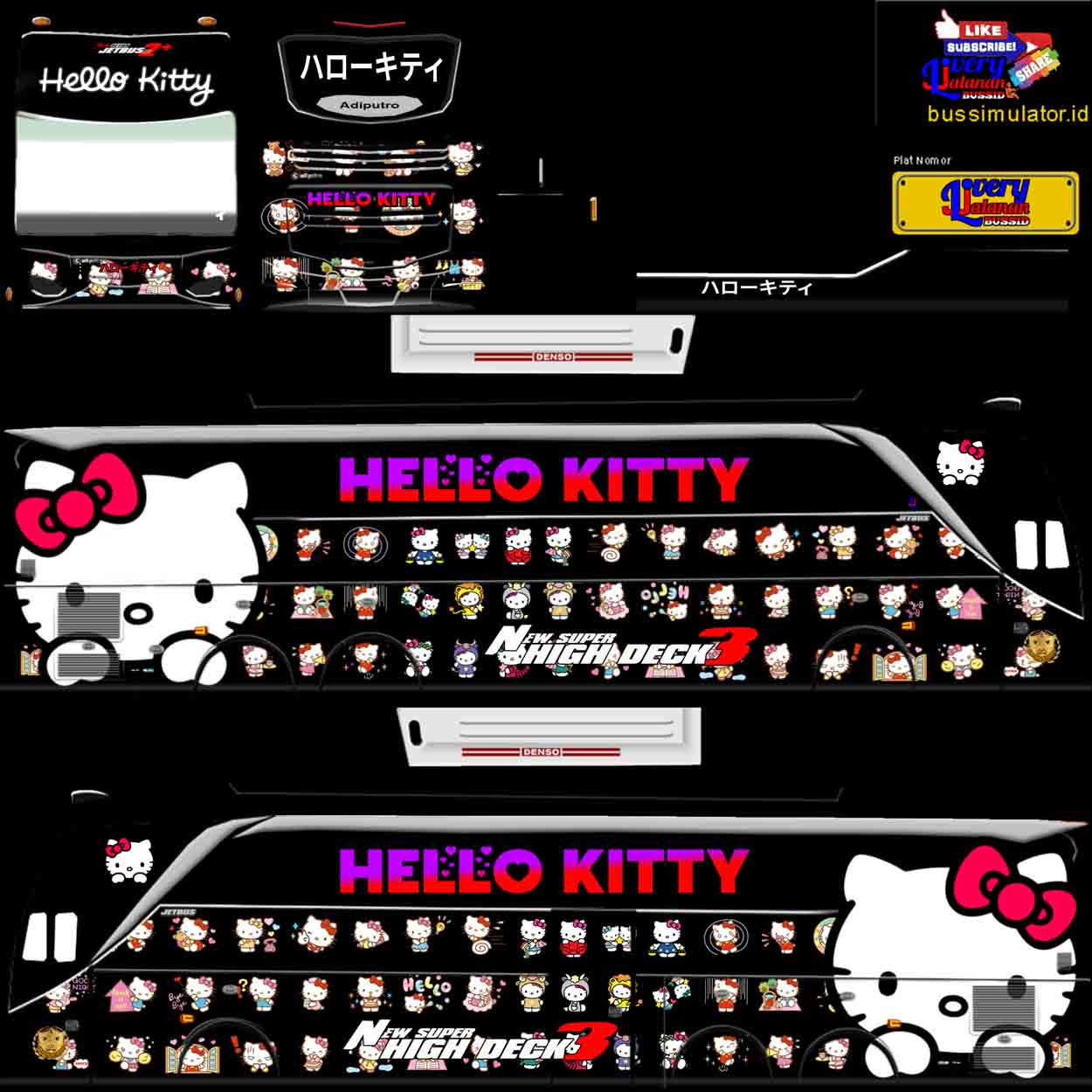 livery bussid double decker hello kitty