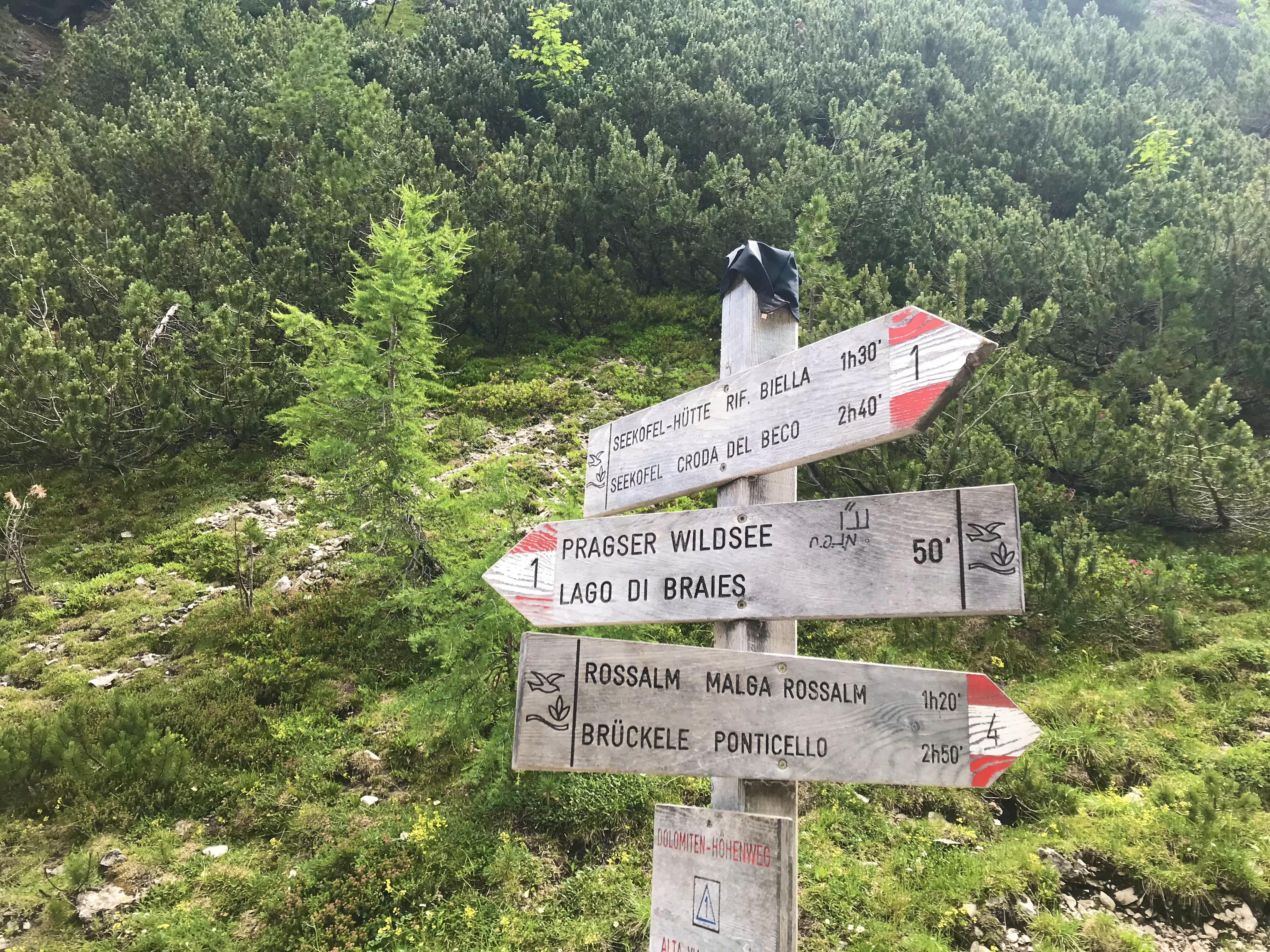Dolomites, Alta Via 1, AV1, Italia,  Lago di Braies, refugio Sennes, refugio Biella, Trekking