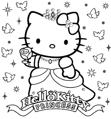 Kitten Coloring on Hello Kitty Princess Coloring Page