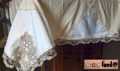 Tovaglia shabby chic con pizzo - Riciclo tovaglioli 6