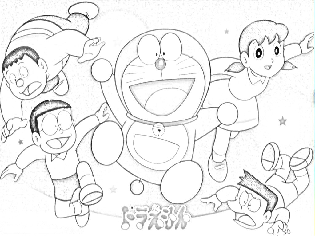 Kumpulan Sketsa Gambar Mewarnai Hitam Putih Kartun Sizuka Doraemon