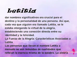 ▷ Significado del nombre Letitia