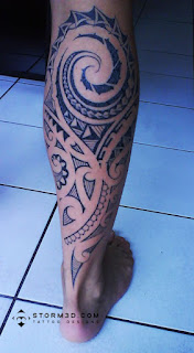 calf tattoo photos maori design