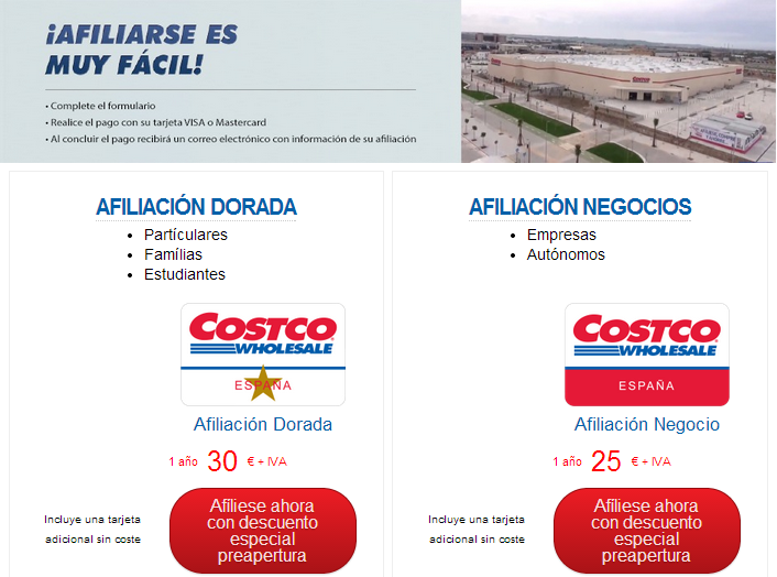 afiliación Costco, Costco España