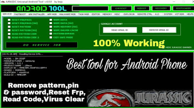 Jurassic Uni Android Tool 6.0 | Read/remove pattern,Pin,Password | Reset Frp Lock 2020