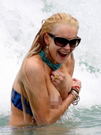 lindsay lohan 2011 bikini. Lindsay Lohan Right Boob Again