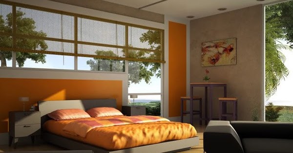 Inspirasi Desain Kamar Tidur Bertema Warna  Orange  Dengan 