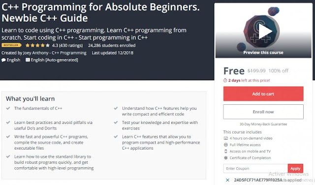 [100% Off] C++ Programming for Absolute Beginners. Newbie C++ Guide| Worth 199,99$