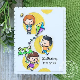 Sunny Studio Stamps: Spring Showers Staggered Circle Dies Fancy Frame Dies Friendship Card by Juliana Michaels