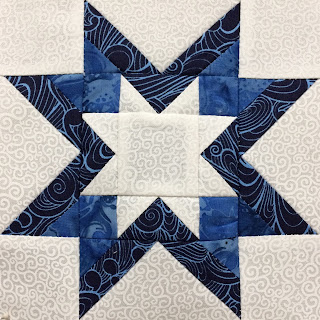 Modified Rising Star Quilt Block - Blue & White Sampler