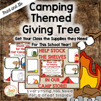 This Camping Themed Giving Tree is perfect to get your supplies for Back-to-School Nite or Open House!