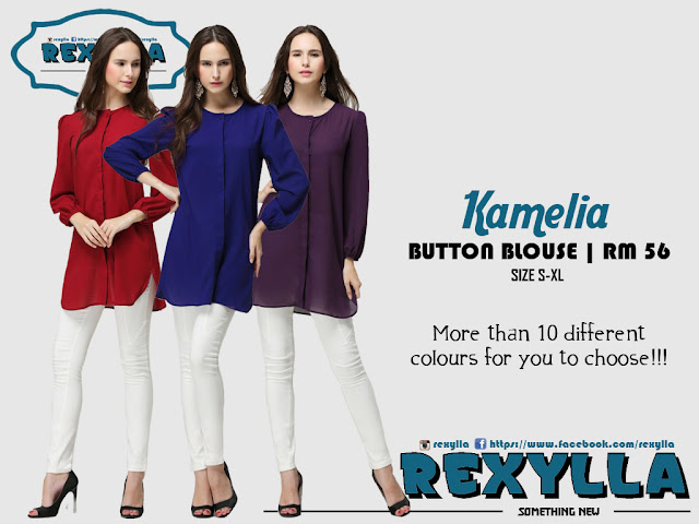 rexylla, puffy button, blouse, kamelia collection