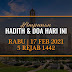 Hadith & Doa Hari Ini | 17 Feb 2021 | 5 Rejab 1442