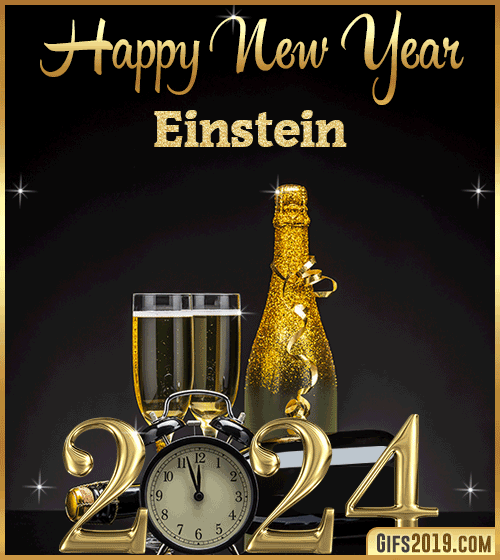 Champagne Bottles Glasses New Year 2024 gif for Einstein