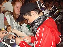 George Sampson with fans