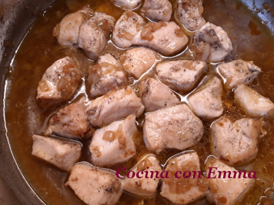 Pollo con manzana en salsa teriyaki