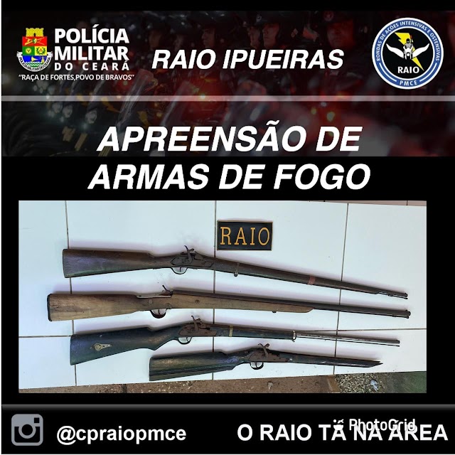 IPUEIRAS: BPRAIO APREENDE TRÊS ARMAS (ESPINGARDAS) NA ZONA RURAL.