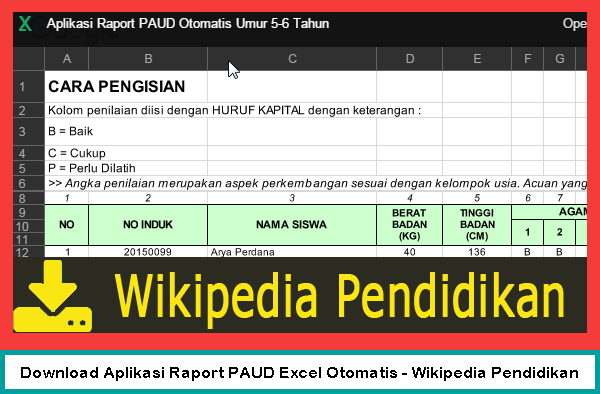 Download Aplikasi Raport PAUD Excel Otomatis - Wikipedia Pendidikan