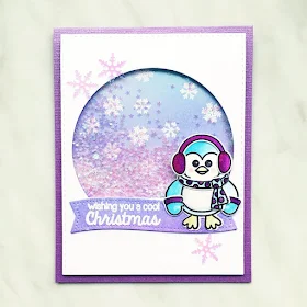Sunny Studio Stamps: Bundled Up Penguin Shaker Card by Andreea Raghina