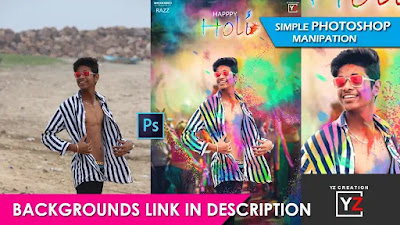 photoshop manipulation tutorial | holi poster design | easy by | PicsArt | Yzcreation 2020