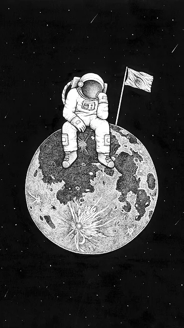 Astronauta, Lua, Bandeira, Espaço