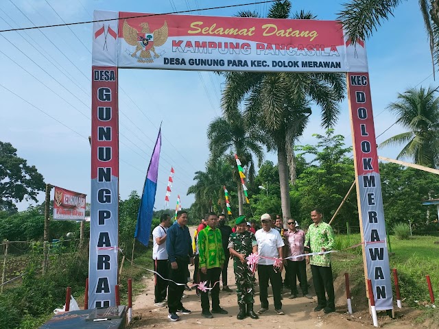 Polsek Dolok Merawaan Hadiri Peresmian Kampung Pancasila di Desa Gunung Para II