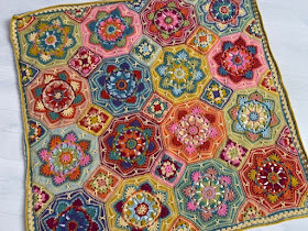 Persian Tiles Eastern Jewels crochet blanket spread out