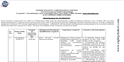 Coordinator - Civil,Electrical,Electronics,IT,CS,ECE,Electronics and Telecommunication,Mechanical,Manufacturing and Industrial Engineering Jobs in PFC