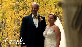 Bride and groom photo session with yellow aspen leaves on Boreas Pass