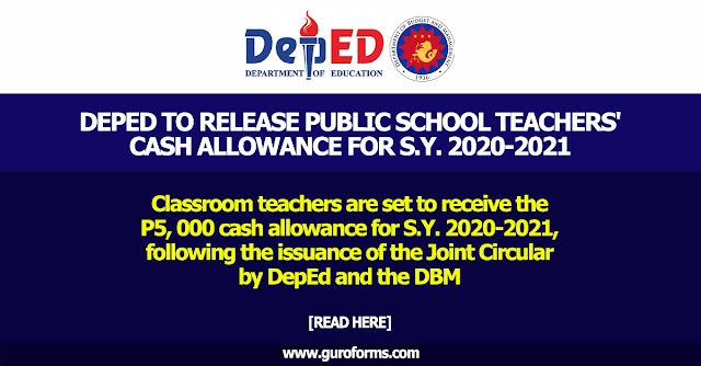 DepEd To Release Public School Teachers' Cash Allowance For S.Y. 2020-2021