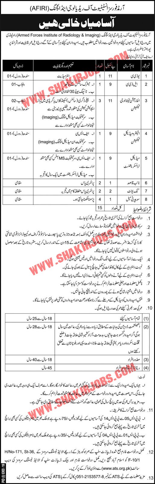 Armed Forces Institute Of Radiology And Imaging AFIRI Jobs March 2020