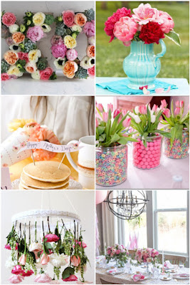mother's day decor ideas decoration inspiration diy floral flowers chandelier pancakes table