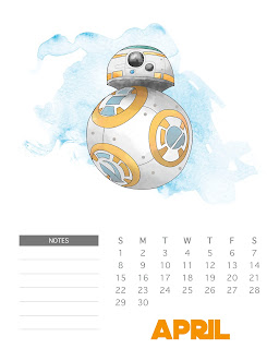 Calendario de Star Wars 2018 para Imprimir Gratis. 