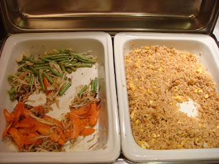 Left: Japanese-style fried vegetable Right: Fried rice (sushi rice)