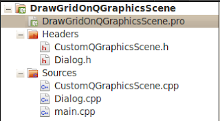 Qt project cpp and header files for draw grid on qgraphicsscene