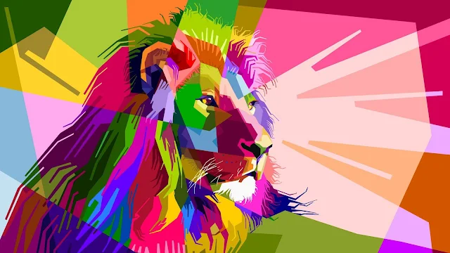 Papel de Parede Leão Abstrato Colorido
