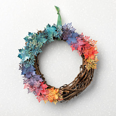 Craft with Beth: Stampin' Up! home decor wreath Colorful Seasons thinlits dies See a Silhouette DSP Designer Series Paper