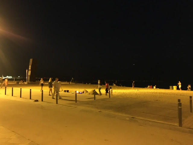 Barceloneta beach at night