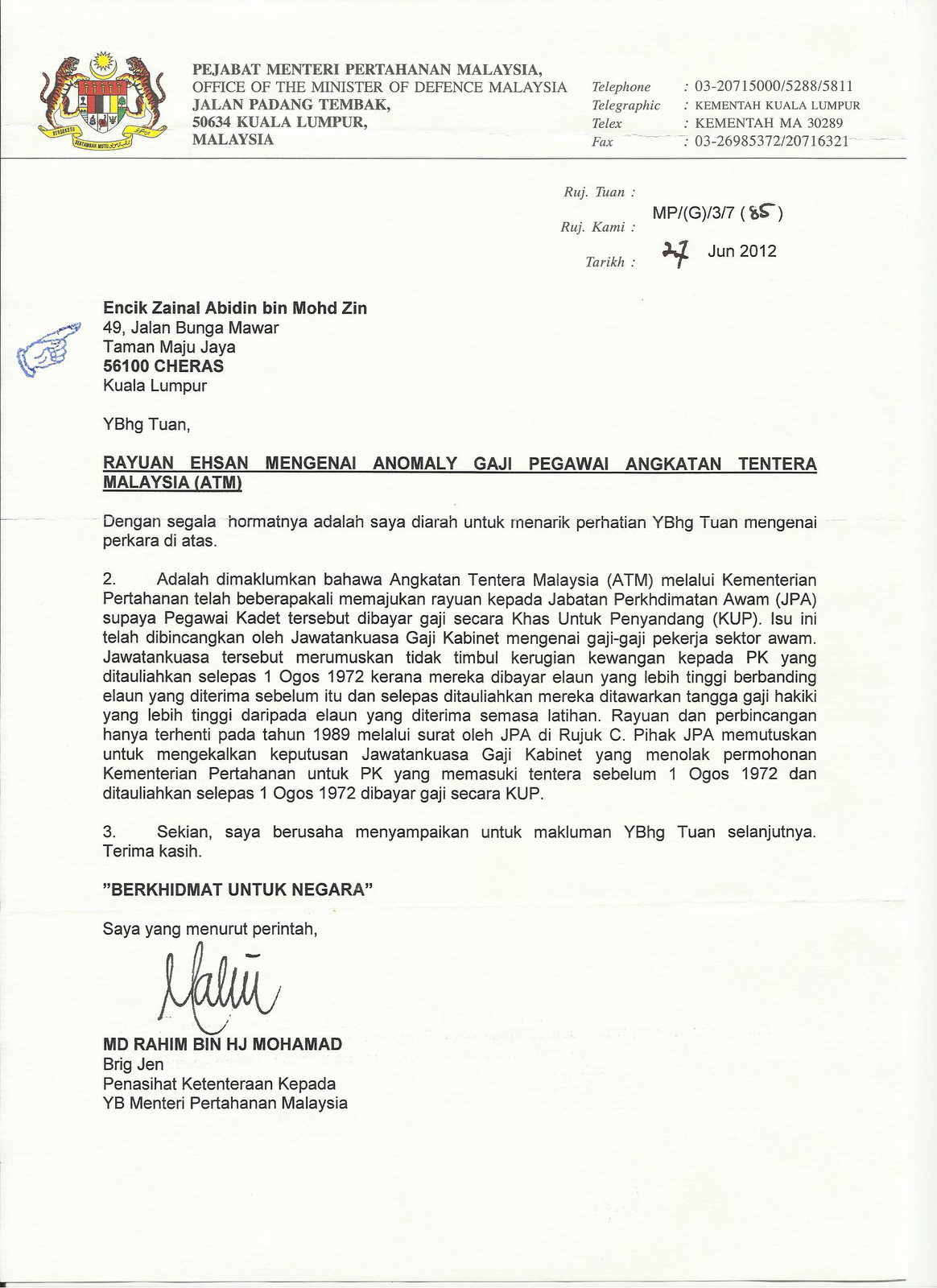 Contoh Surat Rasmi Bank - Contoh O