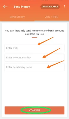 Freecharge a/c + IFSC option image