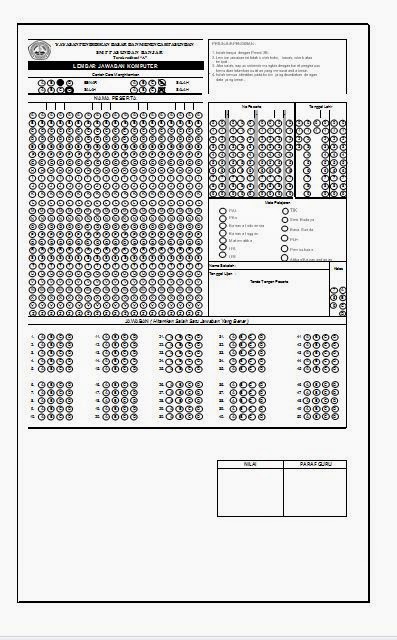 FORMAT LJK UNTUK UTS, UAS, US DAN PRA UN