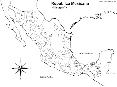 mapa hidrografia de mexico sin nombres