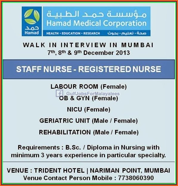 Urgent Vacancies For HMC Qatar