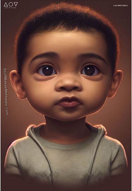 Using AI Artist Illustrates the Portraits of Famous Rappers as Babies