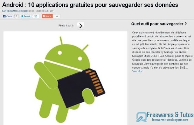 Le site du jour : Android : 10 applications gratuites pour sauvegarder ses données