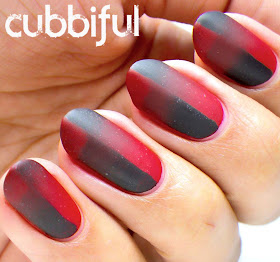 Red and Black Matte Scaled Gradient Nails