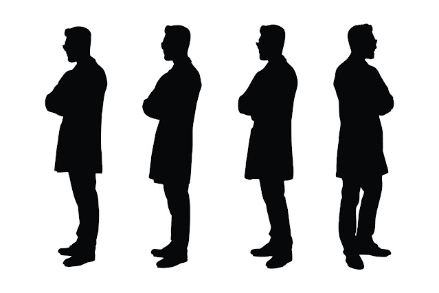 Male doctor silhouette set vector free download